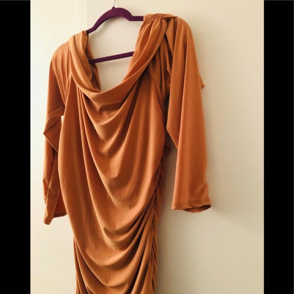 Madyson Ruched Dress in Mustard - Picture 9 of 9